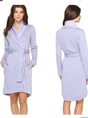UGG Lavender Shawl Collar Fleece Robe with Tie Belt